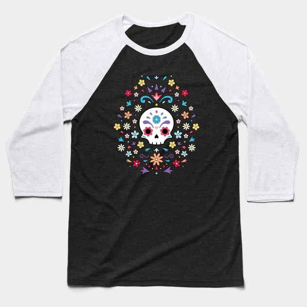 Cute Day of the dead Baseball T-Shirt by Laura_Nagel